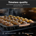 11-Piece Baking Pans Set, Nonstick Bakeware Sets, Oven Pans for Baking with Silicone Handles, Includes Cookie Sheet, Cake Pans, Loaf Pan, Pizza Pan, Muffin Pan, Khaki&Black¡­