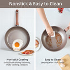 10 Pcs Pots and Pans Set Non Stick, Kitchen Cookware Sets with Frying Pans, Saucepans, Steamer Compatible with All Stoves Restaurant,Black