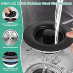 Kitchen Sink Drain Strainer/Strainer Basket, Upgraded 3 in 1 Stainless Steel Pop-up with Anti-Clogging Basket Sink Stopper, Suitable for US Standard 3-1/2" Sink Drain Hole (Matte Black)