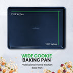NutriChef Non-Stick XL Cookie Sheet for Baking - Premium Extra Large Carbon Steel Baking Tray for Cookies, Jelly Rolls, Pastries, & More - Blue Diamond, 22" x 16"