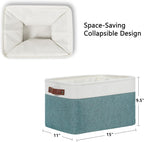 DULLEMELO Storage Baskets for Organizing,Rectangular Fabric Storage Bins with Handles for Office,Bedroom(3-Pack -15 inch X 11 inch X 9.5 inch, White&Dark Green)