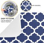 Navy Blue Trellis Lattice Dish Drying Mat for Kitchen Counter Absorbent Microfiber Drying Pad, Medium 16x18 in, Reversible Drainer Mats