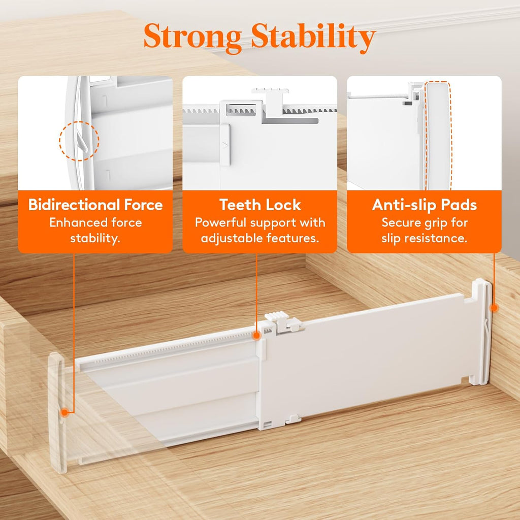 Lifewit 12 Pack Drawer Dividers 4" High, 10.5-16.5" Dresser Drawer Divider, Adjustable Drawer Organizers for Clothes, Plastic Drawers Separators for Dresser, Bedroom, Bathroom, Kitchen, Office