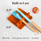 Silicone Spoon Rest for Stove Top with Drip Pad (Two Pack) - Heat Resistant BPA Free Utensil Rest & Spoon Holder for Kitchen Counter - Grill Utensil Holder - Spatula Holder, Tongs, Ladle