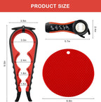 Jar Opener for Weak Hands, Seniors with Arthritis, 5 in 1 Multi Function Bottle Opener Lid Opener For Arthritic Hands with Non Slip Rubber Jar opener Gripper Pad