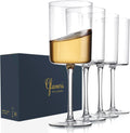 Square Wine Glasses Set of 4-16 oz - Crystal Wine Glass Set in Gift Packaging - Large Red Wine Glass on Long Stem - Housewarming Gifts New Home - Glasses Drinking Set - For White & Red Wine