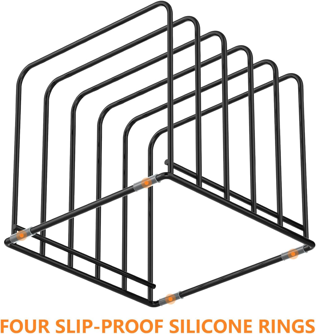 Kitchen Cabinet Organizer, Steel Cookware Holder, Divided Holder with 5 Slots for Skillets Baking Tray and Chopping Board Rack - Baking Pan Holder Storage (2 PCS)