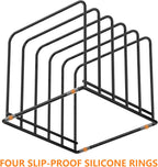 Kitchen Cabinet Organizer, Steel Cookware Holder, Divided Holder with 5 Slots for Skillets Baking Tray and Chopping Board Rack - Baking Pan Holder Storage (2 PCS)