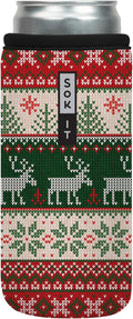 Sok It CanSok Sleeve for Beer & Soda Insulated Neoprene Cover (Holiday Sweater, 12oz Slim Can Sleeve)