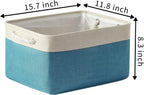 TcaFmac Storage Basket for Organizing - Large 4 Pack Fabric Storage Bins Baskets for Shelves with Ropes, Collapsible Storage Cubes for Closet Toy (White & Green16x12x8 inch)