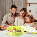 Rotating Serving Tray with Lid, 8-Section Divided Container, Portable Snack Organizer for Fruits, Candy, Nuts, Vegetables, Party Platter