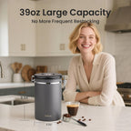 Veken Coffee Canister, 39OZ Large, Airtight Stainless Steel Food Storage Container for 2.2lbs Coffee Beans, Ground, Sugar, Tea, Flour, Rice, Cereal, Cookies Jars, Bar Accessories & Gifts, Gray
