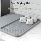 Silicone Coffee Mat,16'' x 16'' Coffee Bar Mat with Detachable Dish Drying Mat for Kitchen Countertops,Coffee Bar Accessories Fit Under Coffee Maker Coffee Machine Espresso Machine Dish Rack