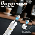 DSP Handheld Milk Frother Rechargeable, Electric Whisk for Coffee, 2 Stirring Rods 3 Speed Adjustable, Low Noise Drink Whisk for Lattes, Matcha, Hot Chocolate, Egg (Blizzard White)