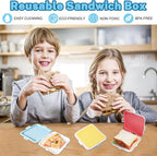 Sandwich Containers, Silicone Sandwich Storage with Snap-Off,Sandwich Box for Lunch,BPA Free,Leakproof, Reusable Plastic Sandwich Holder for Fruit,Salad,Snacks and Food Storage (blue)