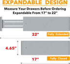 SpaceAid Bamboo Dresser Drawer Dividers 6 Pack, 4.65“ High Adjustable 17“-22” Drawer Organizers, Expandable Organization for Clothing, Clothes, Dressers, Gray