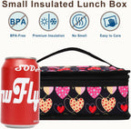 FlowFly Small Lunch box Insulated Soft Bag Mini Cooler Back to School Thermal Meal Tote Kit for Kids, Girls, Boys,Women,Men, Heart