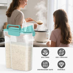 Rice Storage Container 10 Lbs, Pet Cat Dog Food Storage Container with Larger Spout and Cup, Airtight Cereal Containers Storage Food Cereal Dispenser, Kitchen and Pantry Organization Bin-Green