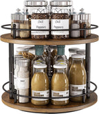 2 Tier Lazy Susan Organizer,2-Tier Spinning Spice Rack with Stable Carousel Base & 4 Height Settings for Cupboard Kitchen Countertop Dining Table Cupboard (Two-Ply(Round))