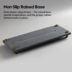 Kitchen Sink Caddy Water Absorbing Stone Drying Tray, Diatomite Bathroom Sink Organizer, Faucet Counter Mat Coaster, Soap Dish Rack Riser Dispenser Sponge Holder, Dark Gray Gold -12.5" x 4.5"
