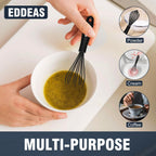 Mini Silicone Whisk, Small Silicone Whisk 7+9in, BPA free Non Scratch Coated Protect your Ceramic Pots and Pan.Perfect for Whisking, Beating, Mixing.Black