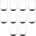DISCOUNT PROMOS 10 ARC Stemless Wine Glasses Set, 21 oz. - Chardonnay, Cabernet, Merlot, Sauvignon - Black