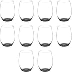 DISCOUNT PROMOS 10 ARC Stemless Wine Glasses Set, 21 oz. - Chardonnay, Cabernet, Merlot, Sauvignon - Black
