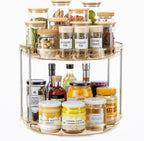 LAMU 2 Tier Lazy Susan Turntable Organizer 10.6'' Rotating Spice Rack Organization for Cabinet, Kitchen, Pantry, Countertop, Bathroom, Vanity, Medicine Cabinet Organizer, Amber