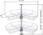 Dowell 32" Kidney Lazy Susan, 2 Shelves, Kitchen Base Corner Cabinet Organizer (Chrome 4001 270 32)