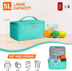 NOL Natural Organic Lifestyle Small Lunch Bag Mini Lunch Box Insulated Lunch Bag for Men/Women Leakproof Cooler Tote Bag Lightweight Nylon Waterproof Lunch Box For Work,Cyan