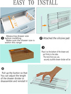 3 Pack Adjustable Heavy-Duty Drawer Dividers for Clothes,5" High Expandable From 13-22" Clear Drawer Organizers, PC Plastic Separators for Dresser/Bedroom/Bathroom/Kitchen/Office Storage