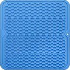 Silicone Dish Drying Mat for Multiple Usage,Easy clean,Eco-friendly,Heat-resistant Silicone Mat for Kitchen Counter or Sink,Refrigerator or Drawer liner Lichen BlueL M 12 inches x 12 inches