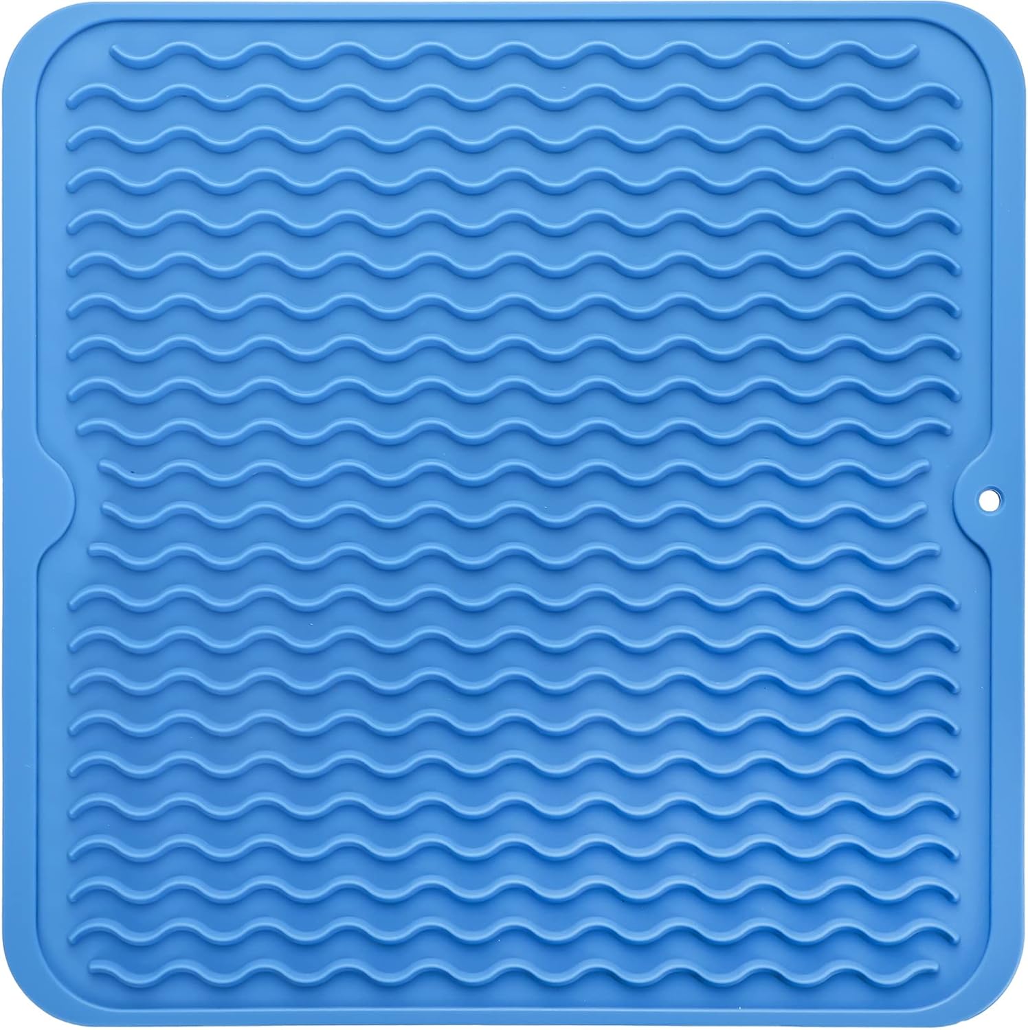 Silicone Dish Drying Mat for Multiple Usage,Easy clean,Eco-friendly,Heat-resistant Silicone Mat for Kitchen Counter or Sink,Refrigerator or Drawer liner Lichen BlueL M 12 inches x 12 inches