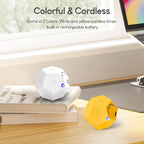 Yellow Pomodoro Timer - 11 Preset Productivity Cube, Ring/Vibrate Mode, Rechargeable, Perfect for Cooking, Learning, Exercise and Beauty