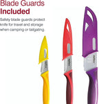 Zyliss 3 Piece Mini Santoku Knife Set with Sheath Covers, Stainless Steel/Pur...