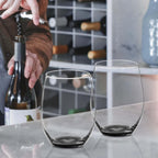 DISCOUNT PROMOS 10 ARC Stemless Wine Glasses Set, 21 oz. - Chardonnay, Cabernet, Merlot, Sauvignon - Black