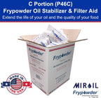MirOil P46C Fry Powder Oil Stabilizer and Filter Aid, 46 x Size C Portion Pack(160ML Each) Fry Powder, Food Centers Cook Hotter, Deep Fryer Cooking Oil Saver Helps Save Grease & Remove Carbon Deposits