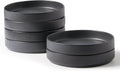 famiware Star 7.5" Pasta Bowls Set, Salad Bowl Set of 6, Double Reactive Glaze, Stackable, Perfect for Your Friend for Housewarming, Thanksgiving, Christmas, Matte Dark Charcoal (Full Glaze)