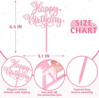1 PCS Happy Birthday Cake Topper, 5.1 x 6.5 Inches Acrylic Cake Topper, Elegant Pink Happy Birthday Cake Sign, Birthday Cake Decorations for Adult, Kids, DIY Dessert Supplies
