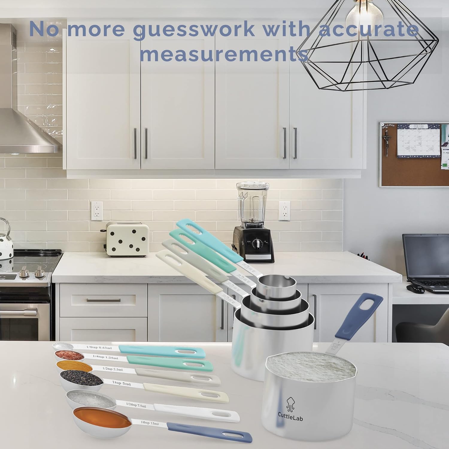 Measuring Cups and Measuring Spoons Set of 14 - Stainless Steel Measuring Cups and Spoons Set, Includes 1/8 Teaspoon Measuring Spoon, 1/8 Cup Measuring Cup, Leveler Dry (14, Farmhouse)