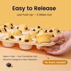 Silicone Muffin Pans for Baking 1 Pack, 2.6 Inch with Metal Reinforced Frame, Regular Size Nonstick Cupcake Pan 12 Cups for Baking Homemade Muffins, Dishwasher Safe BPA Free-Light Yellow