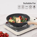 JEETEE 9.5 Inch Nonstick Frying Pan, Stone Coating Cookware, Nonstick Omelette Pan with Heat-Resistant Handle, Induction Skillet for Eggs (Grey)
