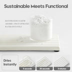 2PCS Water Absorbing Stone Drying Tray Mat For Bathroom Sink & Kitchen Counter Faucet Organizer Decor, Quick Dry Dish Soap Dispenser Sponge Holder, Vanity Sink Caddy Bar Coaster,White-8"*3.8"