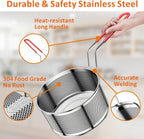 Deep Fryer Basket, 7.8''x4'' Fry Only, Round Stainless Steel Frying Baskets with Heat Resistant Silicone Handle, for Kitchen Cooking Strainer Colander, Serving Food, Ideal for Gift, 3-Quart