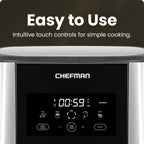 Chefman TurboFry® Touch Air Fryer, XL 8-Qt Family Size, One-Touch Digital Control Presets, French Fries, Chicken, Meat, Fish, Nonstick Dishwasher-Safe Parts, Automatic Shutoff, Stainless Steel