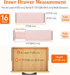 Lifewit 16 Pack Drawer Dividers 4" High, 11-17" Adjustable Drawer Organizers for Clothes, Expandable Dresser Separators in Bedroom/Bathroom/Kitchen/Fridge/Office Organization and Storage, Pink