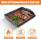 Universal Cast Iron Cooking Griddle Insert,Pre-Seasoned Nonstick Coating Griddle Pan for Gas Grill,BBQ Flat Top Grill Plate with High Sidewalls for All Grills and 4 Burner Range Oven,18.5"x14"