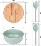Bamboo Fiber Salad Bowl with Servers Set Large 9.8inches Nature Bamboo Mixing Bowl with Servers with Lid Spoon and Fork for Fruits,Salads and Vegetables