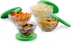 Libbey Baker's Basics 4 Piece Glass Mixing Bowl Set with Plastic Lids - Elegant Nesting Bowls - Glass Mixing Bowls with Lids to Store, Serve and More