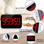 Digital Timer Kitchen Timer Count Down Up Rechargeable Kitchen Gadgets Vibration Mode Adjustable Volume and Brightness LED Display Time Management for Cook, Desk, Kids Adults Study Teaching
